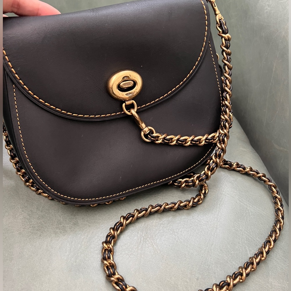 Coach black leather crossbody